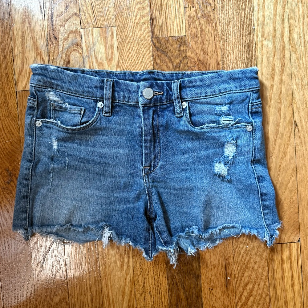 BLANKNYC Reeve High-Rise Cutoff Denim Shorts – Distressed Vintage Wash
